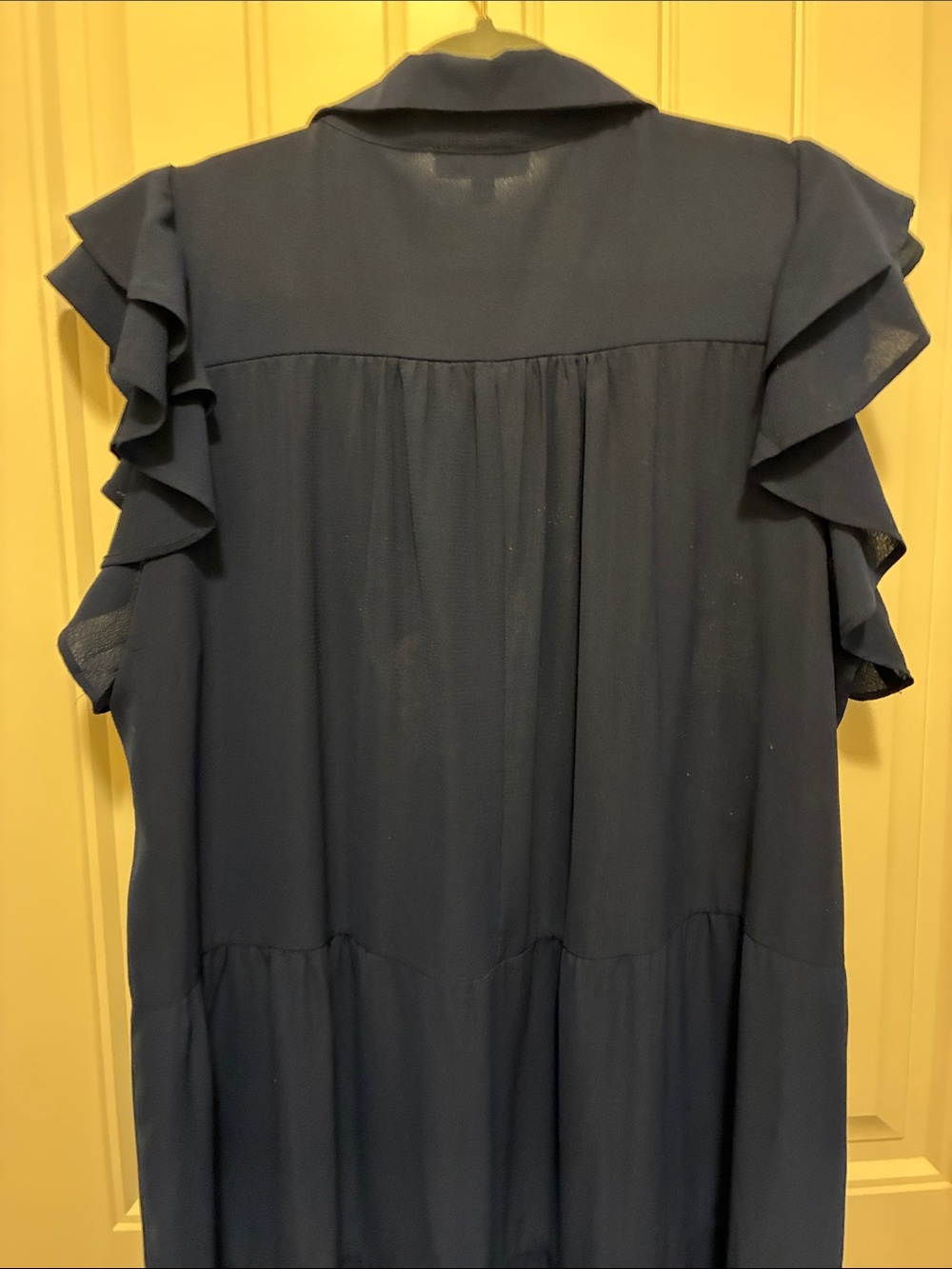Umgee Navy Ruffle Sleeve Tiered Midi Dress - Picture 4 of 5